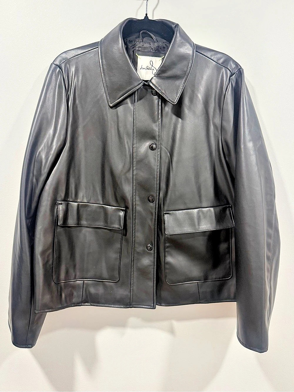 Sam Edelman Faux Leather Swing Jacket Black Size Large